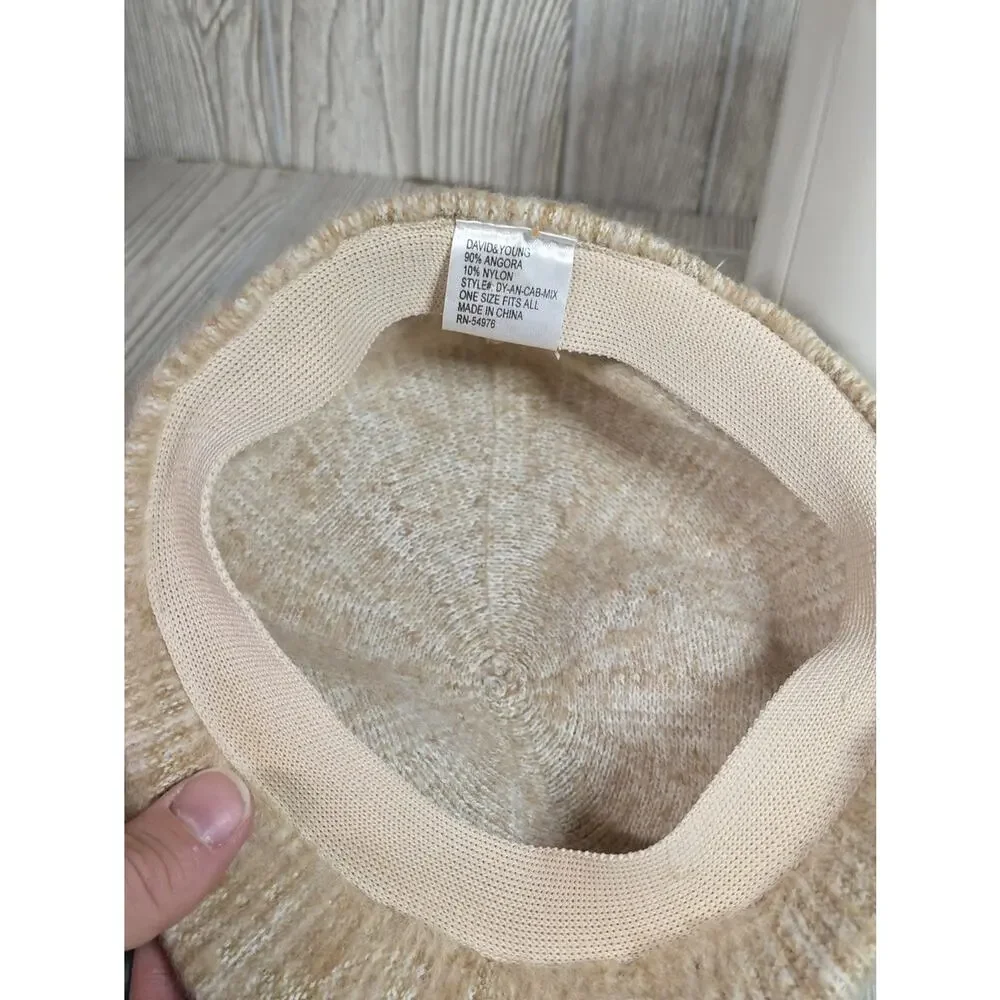David & Young Fuzzy Angora Blend Newsboy Beret Style Cap